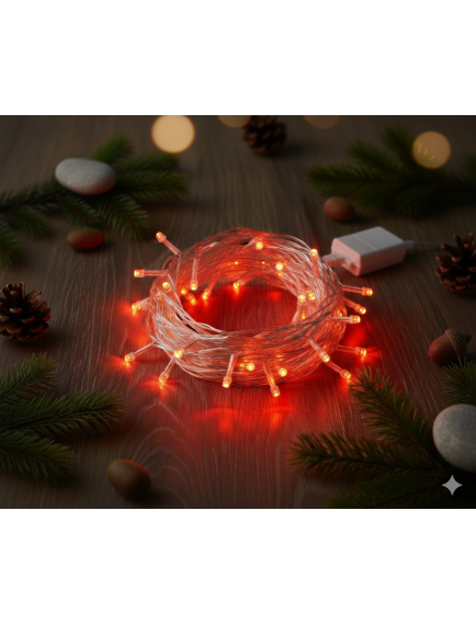 Damla Uçlu Kırmızı Dekoratif Işık 10 Metre 100 LED