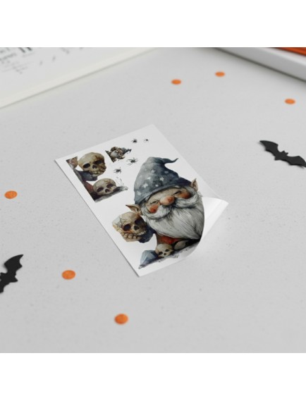 Gotik Cüce ve Kafatası Halloween Duvar Sticker Seti