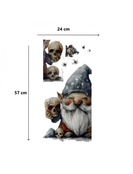 Gotik Cüce ve Kafatası Halloween Duvar Sticker Seti