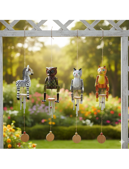 Ahşap Hayvan Figürlü Rüzgar Çanı Model 2