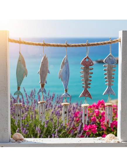 Ahşap Balıklı Metal Çan