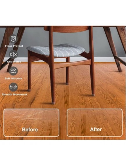 4'lü Keçeli Şeffaf Silikon Sandalye Ayak Koruyucu Seti