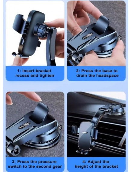 Torpido Üstü Vakumlu Araç Telefon Tutucu Ayarlanabilir Uzun Kollu