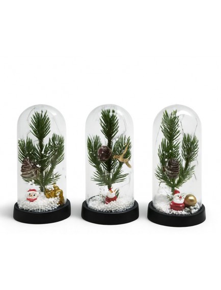 Yılbaşı Temalı Işıklı Dekoratif Cam Fanus - Model 9