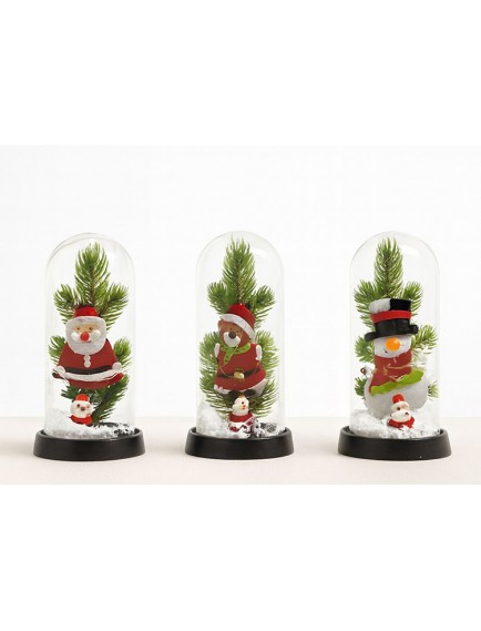 Yılbaşı Temalı Işıklı Dekoratif Cam Fanus - Model 8