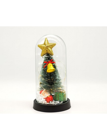 Yılbaşı Temalı Işıklı Dekoratif Cam Fanus - Model 6