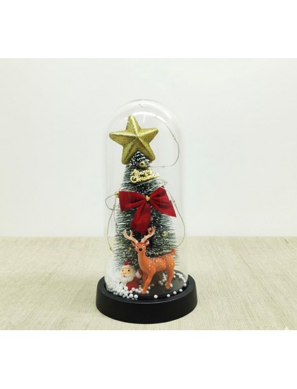 Yılbaşı Temalı Işıklı Dekoratif Cam Fanus - Model 5