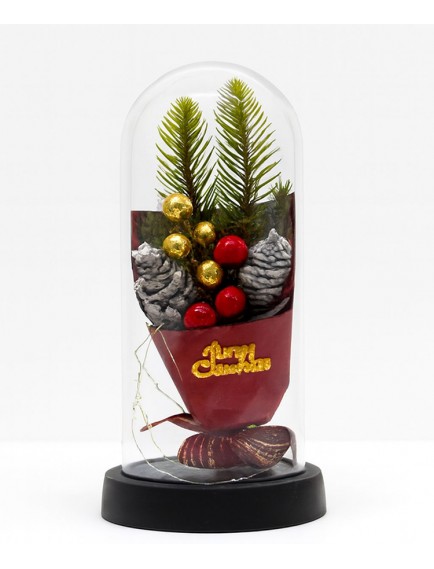 Yılbaşı Temalı Işıklı Dekoratif Cam Fanus - Model 3