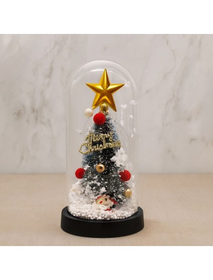 Yılbaşı Temalı Işıklı Dekoratif Cam Fanus - Model 4