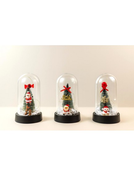 Yılbaşı Temalı Işıklı Dekoratif Cam Fanus - Model 2