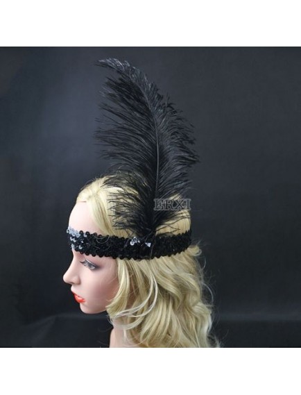 Yılbaşı Saç Tüyü Saç Bandı Siyah Renk