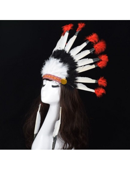 Kızılderili Başlığı Şapkası kırmızı beyaz