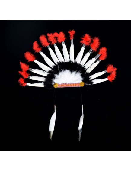 Kızılderili Başlığı Şapkası kırmızı beyaz