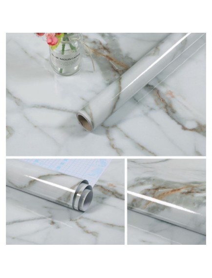 Doğal Mermer Desenli Yapışkanlı Tezgah Folyosu 5M