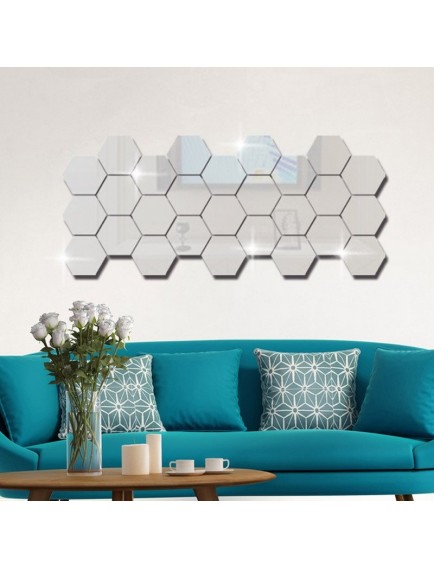 Yapışkanlı Akrilik Gümüş Ayna Seti 12 Adet