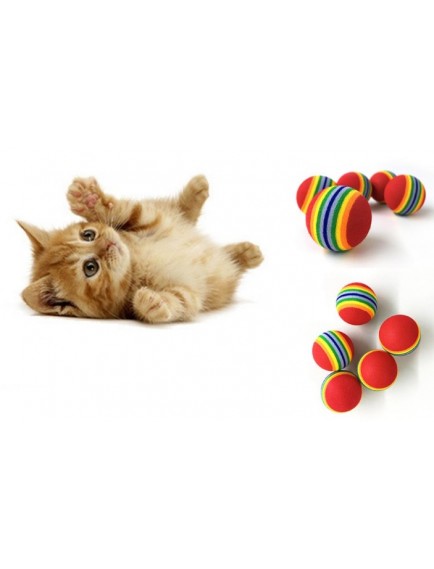 2 ADET GÖKKUŞAĞI RENKLI KEDI KÖPEK OYUN TOPU