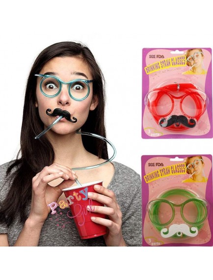 PIPETLI PARTI GÖZLÜĞÜ - ÇOCUK VE YETIŞKIN BIYIKLI PIPET GÖZLÜK