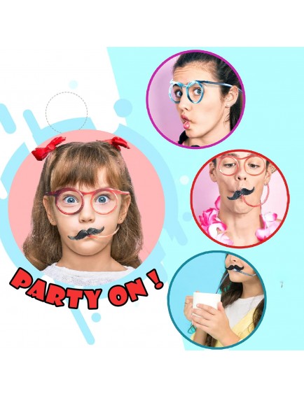 PIPETLI PARTI GÖZLÜĞÜ - ÇOCUK VE YETIŞKIN BIYIKLI PIPET GÖZLÜK