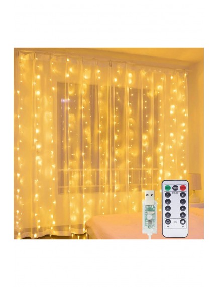 8 Fonksiyonlu Peri Perde Led Uzaktan Kumandalı Günışığı Perde Peri Led (3 mt x 3 mt)