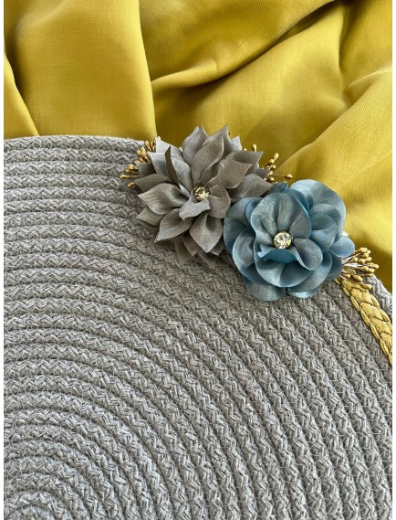 DecoHandy 39cm Çiçekli Jüt Örme Supla Amerikan Servis