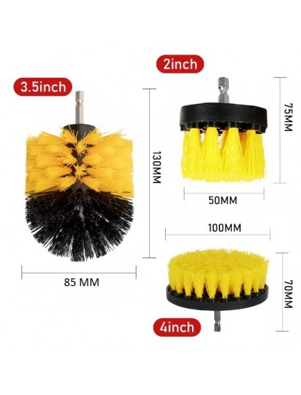 Matkap Ucuna Takılan 3'lü Fırça  Temizlik Seti