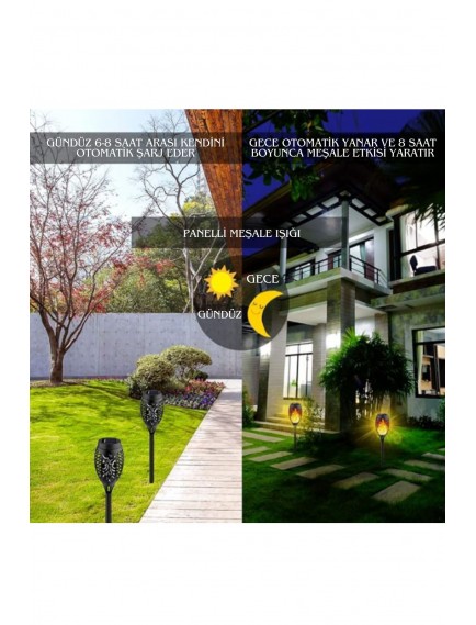 Solar Alev Efektli Bahçe Lambası