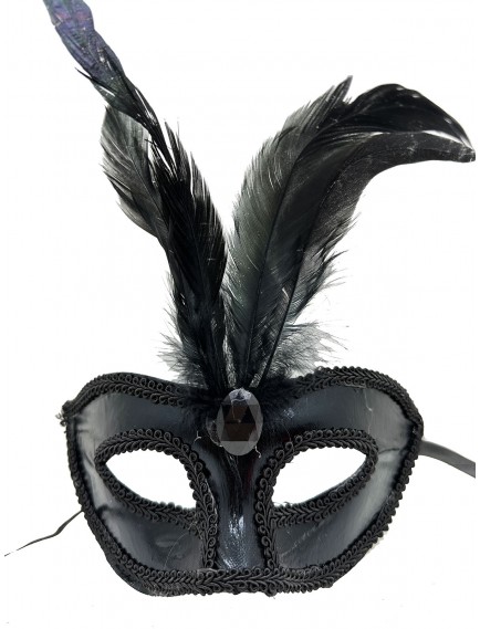 Rugan Kaplama Kırmızı Tüylü Parti Maskesi