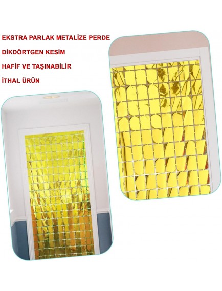 Altın Renk Disko Dikdörtgen Kesim Kapı Perdesi