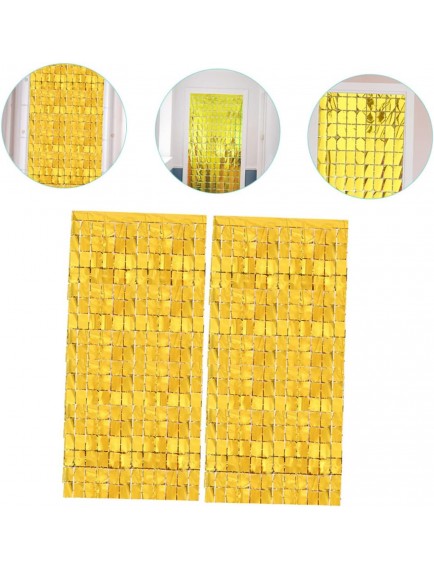 Altın Renk Disko Dikdörtgen Kesim Kapı Perdesi