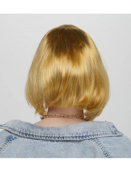 Düz Kesim Küt Parti Peruğu Altın Renk