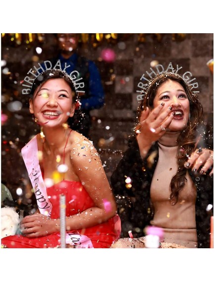 Gümüş Kristal Taşlı Birthday Girl Tacı