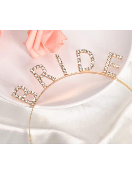 Altın Gold Renk Bekarlığa Veda Kristal Taş Bride Tacı İthal