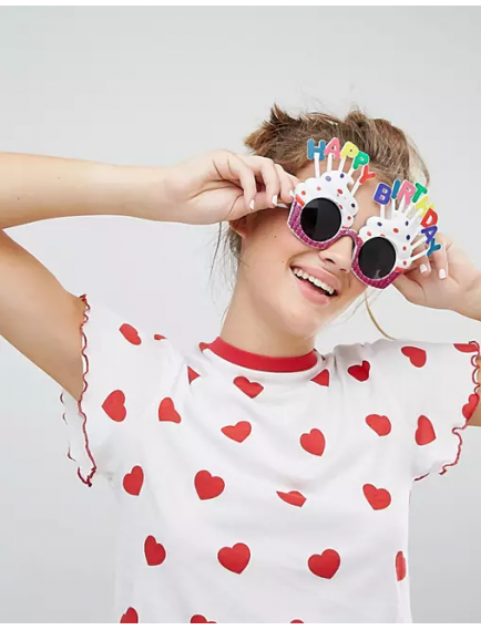 Happy Birthday Beyaz Fuşya Parti Gözlüğü