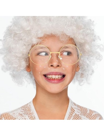 John Lennon Tarzı Gold Çerçeveli Şeffaf Gözlük
