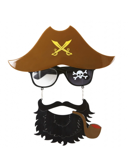 Kahve Şapkalı Pipolu Jack Sparrow Gözlüğü