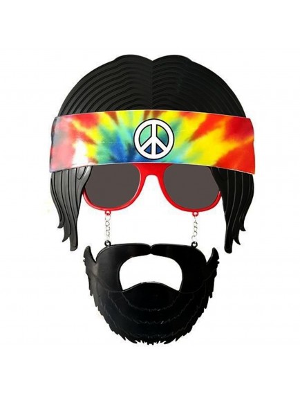 Siyah Saçlı Bandana Hippi Parti Gözlüğü