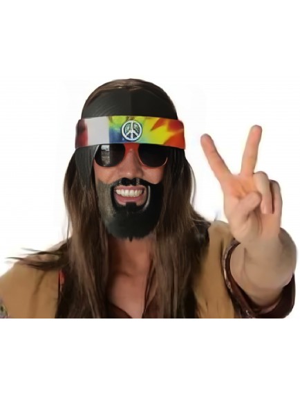 Siyah Saçlı Bandana Hippi Parti Gözlüğü