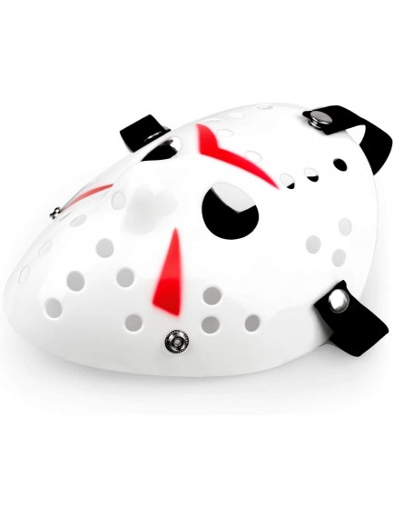 Beyaz Kırmızı Çizgili Tam Yüz Hokey Maskesi