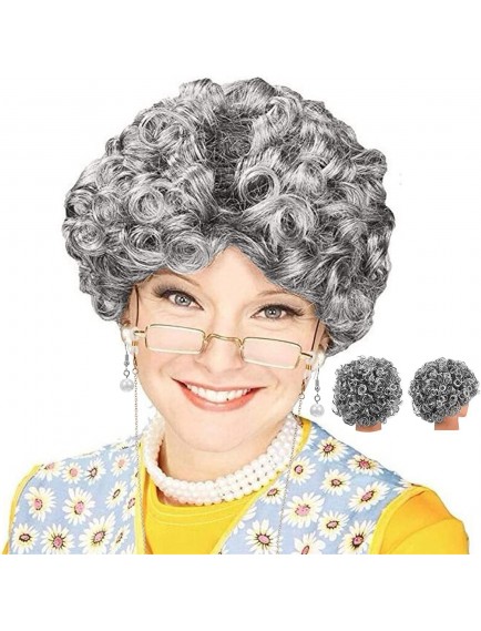 Gri Kıvırcık Büyükanne Peruğu Astarlı Model