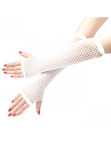 Uzun File Örgü Eldiven Beyaz Renk