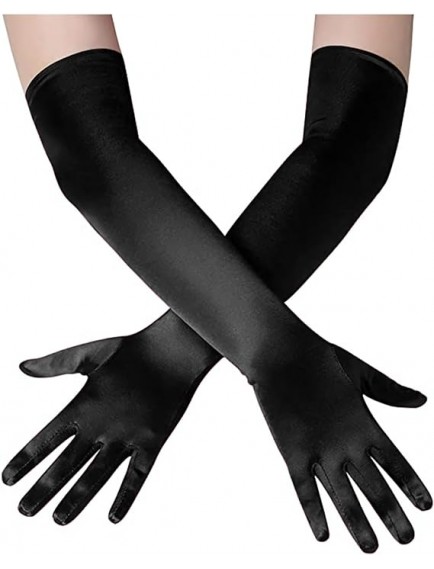 Uzun Boy Ekstra Parlak Saten Eldiven Siyah Renk