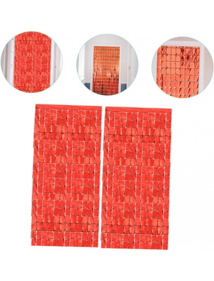 Kırmızı Disko Dikdörtgen Kesim Kapı Perdesi