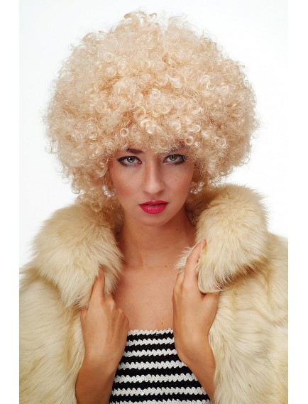 Altın Renk Kıvırcık Afro Parti Peruğu