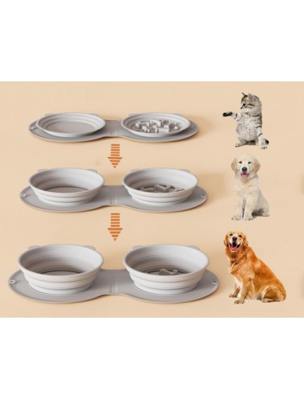 Mikopet Katlanabilir İkili Mama ve Su Kabı