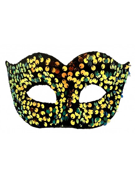 Altın Renk Pul Payet İşlemeli Balo Maskesi