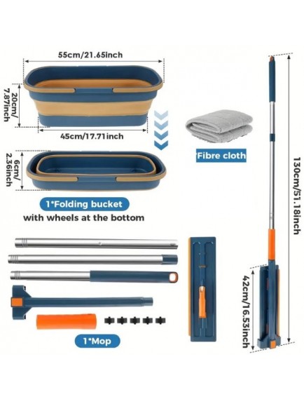 Katlanabilir Temizlik Mopu ve Tekerlekli Kova Seti