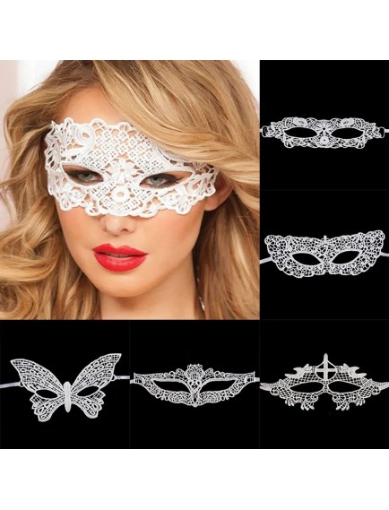 Beyaz Renk Dantel Kesim Balo Maskesi