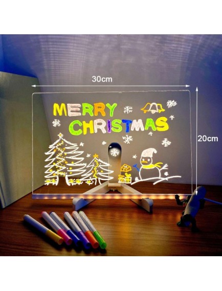 LED Aydınlatmalı Yazı ve Çizim Tahtası - Büyük Boy 30x20 cm