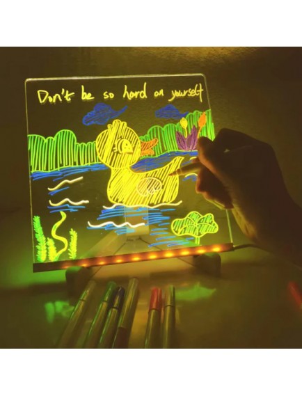 LED Aydınlatmalı Yazı ve Çizim Tahtası - Küçük Boy 20x20 cm