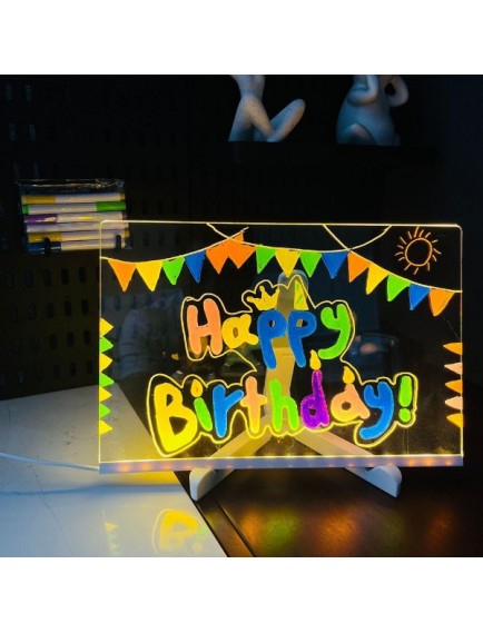 LED Aydınlatmalı Yazı ve Çizim Tahtası - Küçük Boy 20x20 cm